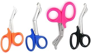 PRECISE CANADA: NEW PREMIUM GRADE SET OF 4 PCS (ORANGE, BLUE, PINK, BLACK) PARAMEDIC UTILITY BANDAGE TRAUMA EMT EMS SHEARS SCISSORS 5.5 INCH STAINLESS STEEL NEW
