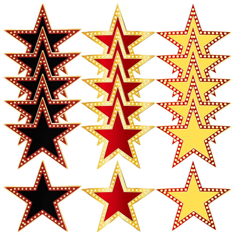 HugeDE 18 Pcs 15cm Large Star Cutouts Decorative Stars Cardstocks Bulletin Board Cutouts Star Cardboard Cutouts Paper Stars Classroom Decorations for Movie Party Supplies