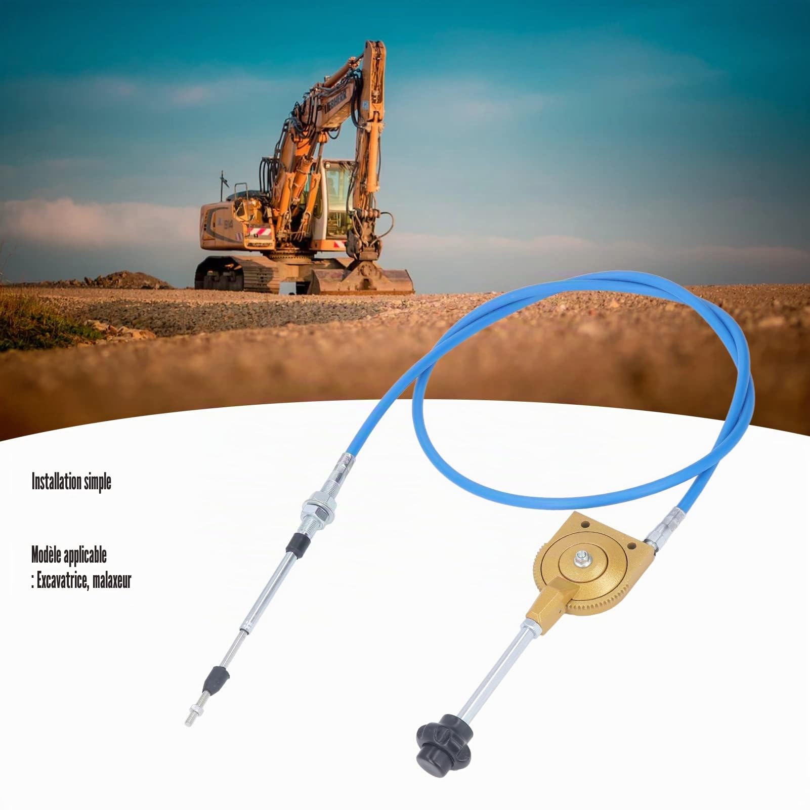 Câble D'accélérateur D'excavatrice 2m PU Câble D'accélérateur Manuel Résistant aux Intempéries en Acier Inoxydable pour Mélangeur D'excavatrice