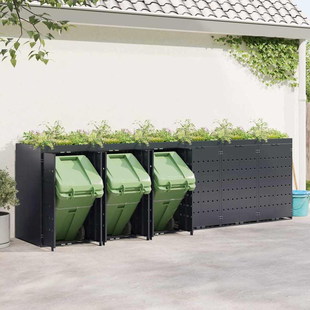Genérico Almacenamiento de Cubos Wheelie para 6 Cubos Antracita,Casa y jardín,Productos del hogar,Accesorios para contenedores de residuos,Soportes para contenedores de residuos-3394747
