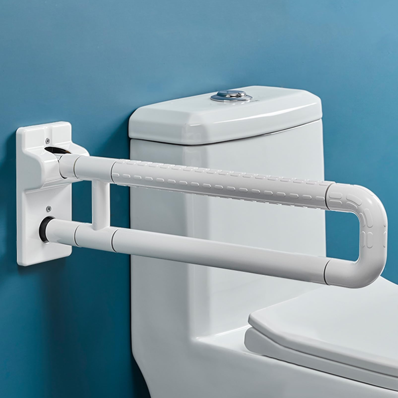 FKXSXAZ Stainless Steel Hinged Toilet Grab Bar Folding Safety Rail - Bathroom Support Armrest for Elderly, Handicapped, Disabled Users