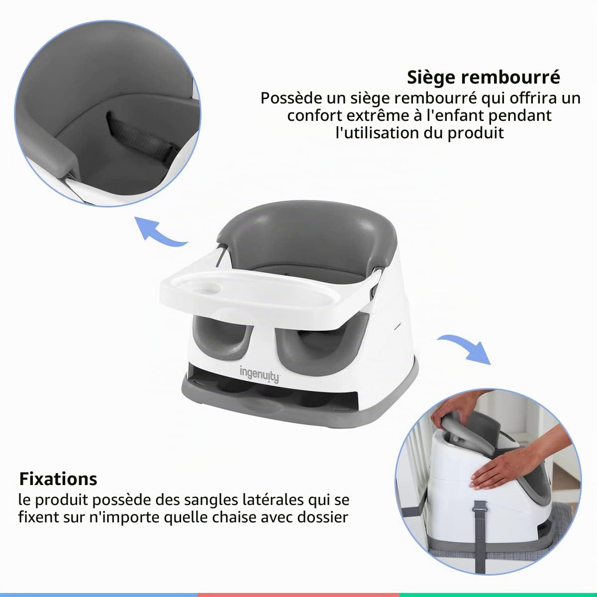 Ingenuity, Baby Base 2-en-1 Siège Rehausseur - Ardoise