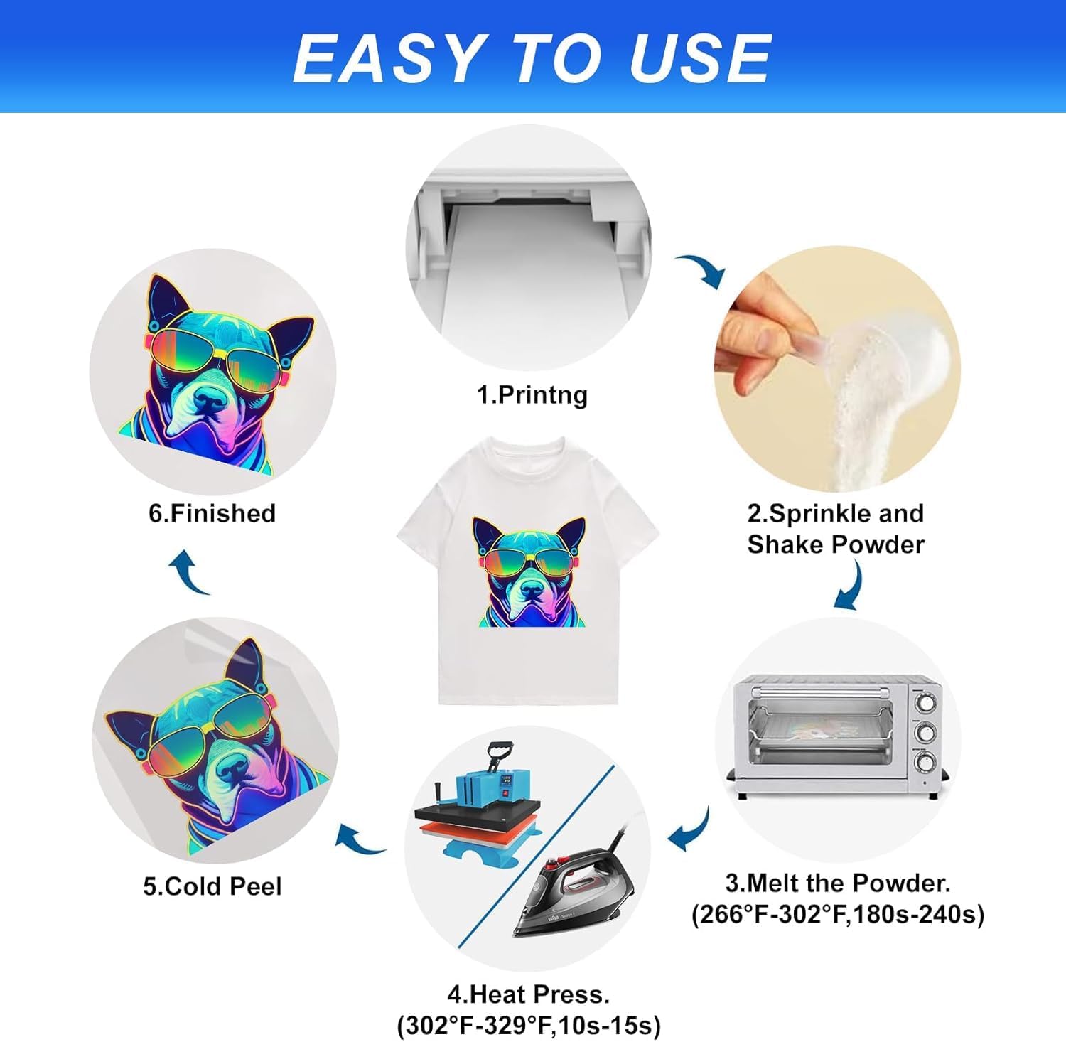 DTF Powder, 1 LB Black DTF Transfer Powder, Sublimation Powder with 2 Spoon for Colored Garments, DTF Hot Melt Adhesive Powder for All DTF and DTG Printers (Black,1 LB)