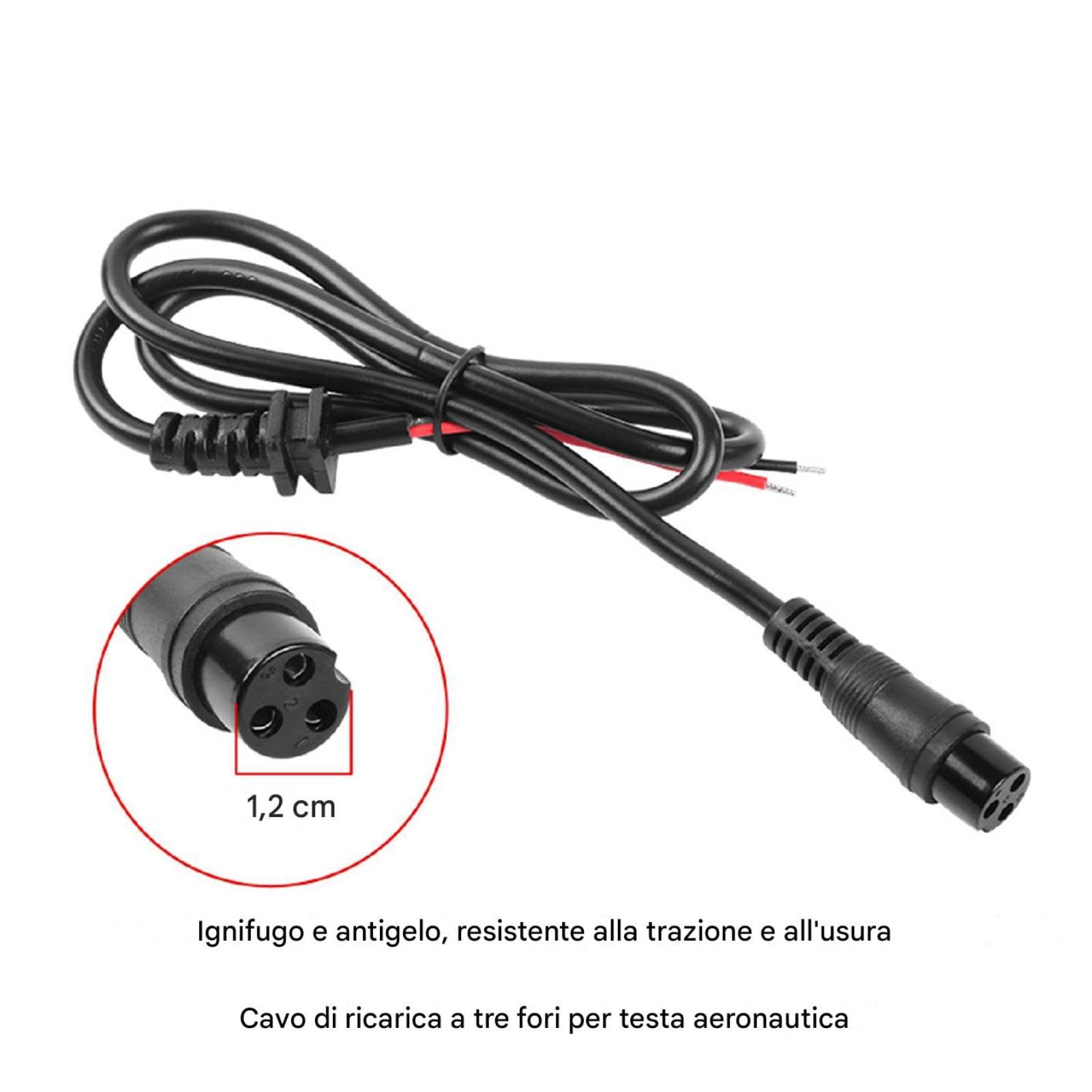 Connettore Porta di Ricarica per Scooter Elettrico 3 Pin 220V Materiali Ignifughi
