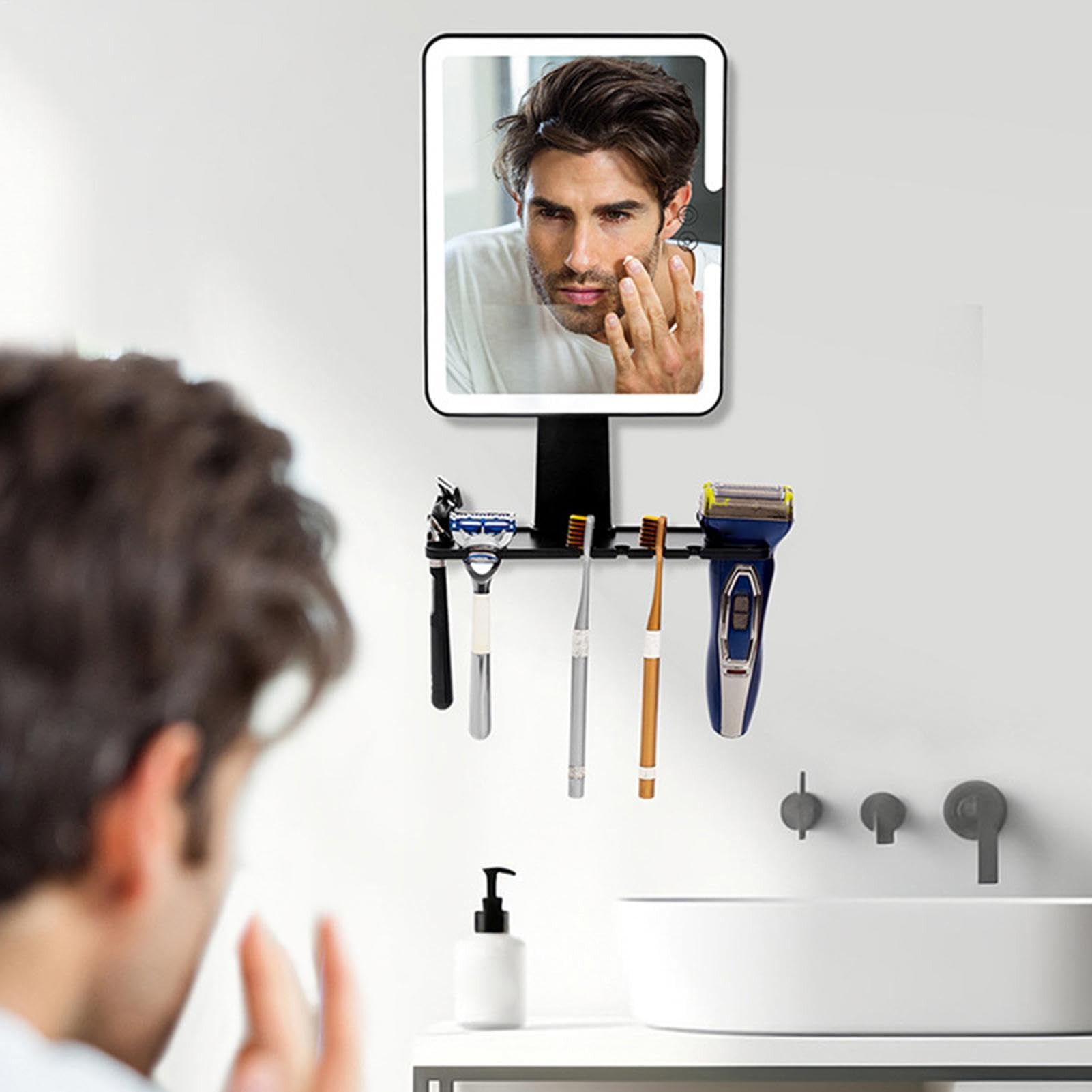 Miroir De Douche Pour Le Rasage Avec Rangement Lumières 3 Couleurs Antibuée