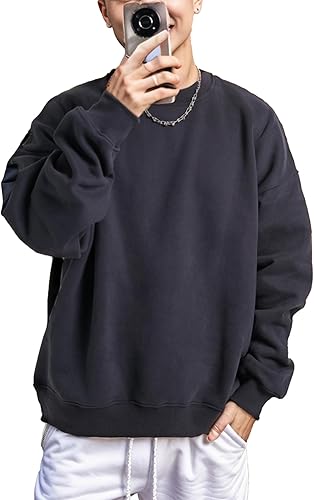 EMMIOL Sudadera de cuello redondo para hombre, manga larga, hip hop, forro polar, sudaderas vintage de calle con estampado gráfico Y2K