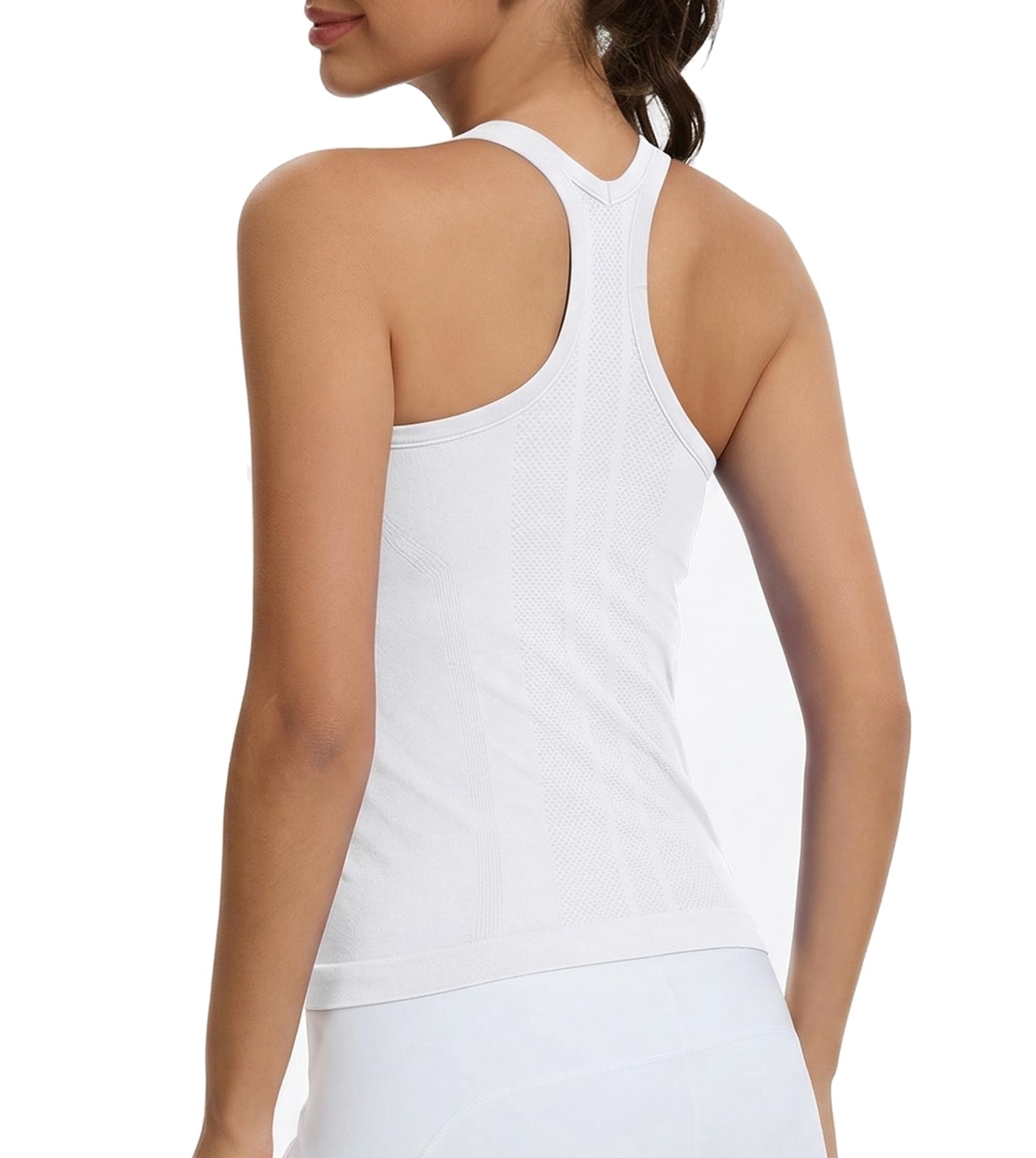 DINNAPE Workout Tank Tops for Women with Built in Bra,Sleeveless Seamless Racerback Athletic Shirts Gym Tank Tops for Running