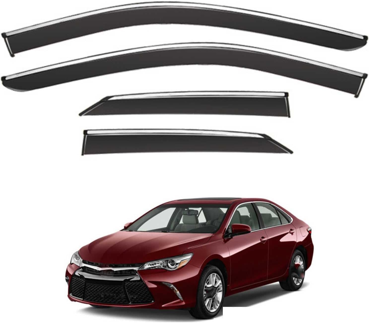 Acwyahso Normal Rain Guards Wind Deflectors For Camry Mk7.5-Xv50 2015-2017, 4Pcs Vent Visors, Allows Fresh Air & Keeps Rain Out, No-Drill Install