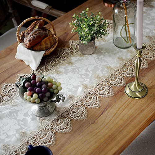 Artable Lace Table Runner Macrame Farmhouse Boho Christmas Rustic Embroidered Dresser Scarf Oblong For Wedding Shower Kitchen Outdoor Party Decor (Light Brown, 16 X 84 Inch) #TOP3