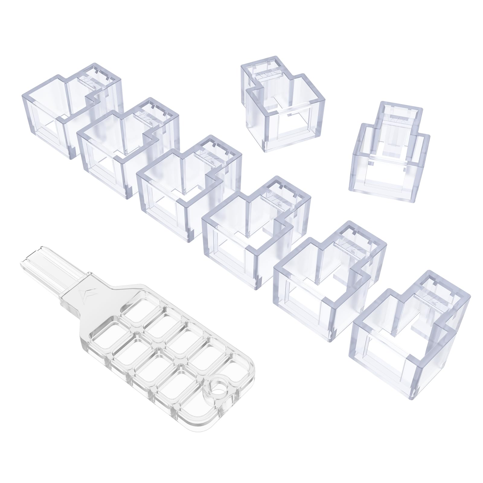 20PCS RJ45 Network Cable Lock With 1 Key, Lockable Ethernet Cable for Super Category 5, 6, 7 Patchcord, Convenient Office and Data Center Use (Transparent)