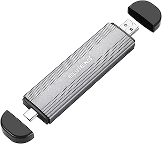 ELUTENG M.2 NVME SATA SSD Enclosure 10Gbps NVME SSD External Adapter USB 3.2 Gen2 Dual Interface M.2 to USB C Case Tool-Free Support UASP for NVME/NGFF, 2242/2260/2280 SSD
