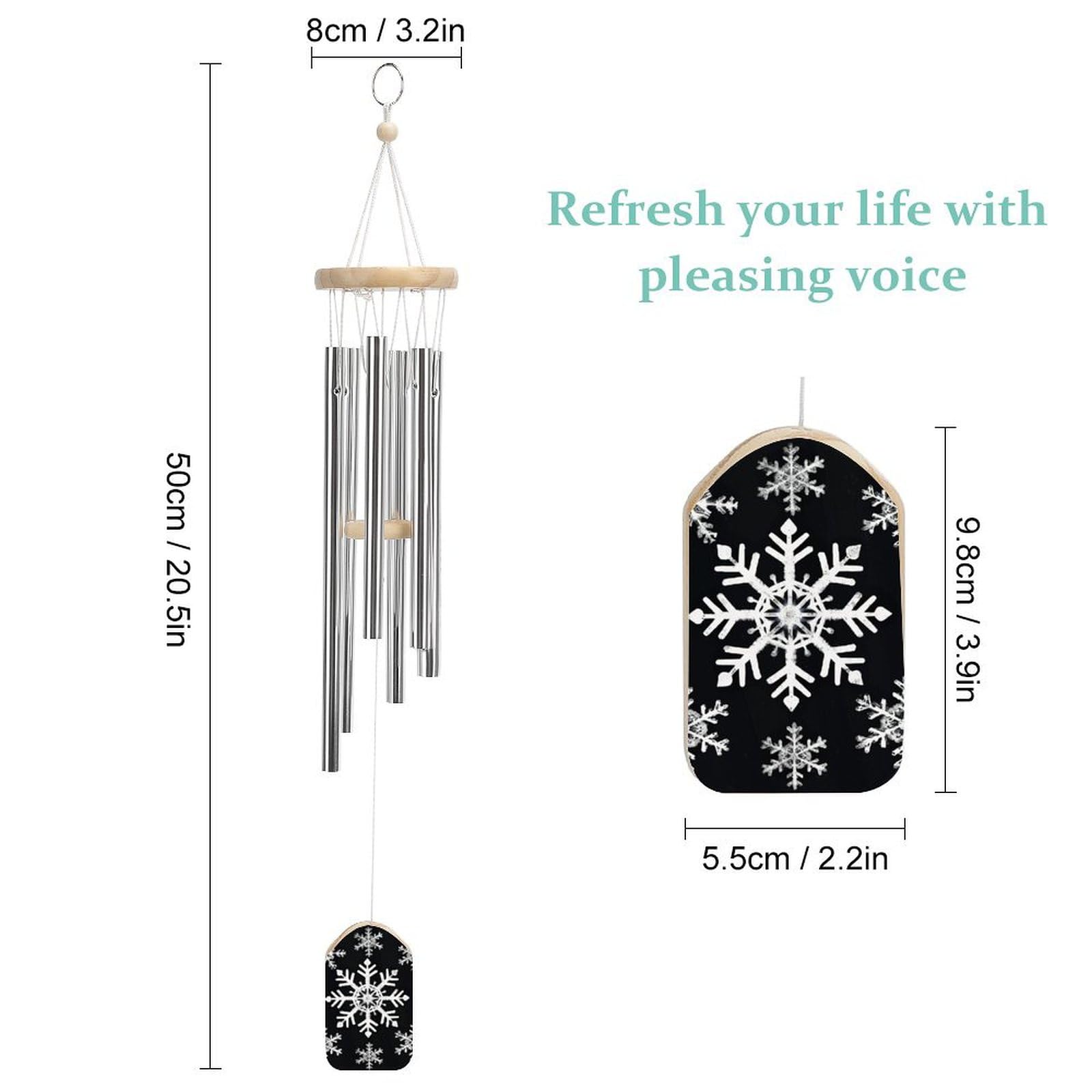 Outdoor Wind Chimes, White Snowflake Printed Wind Chimes,Simple Wind Chimes,Curtain Wind Chimes for Home Decoration