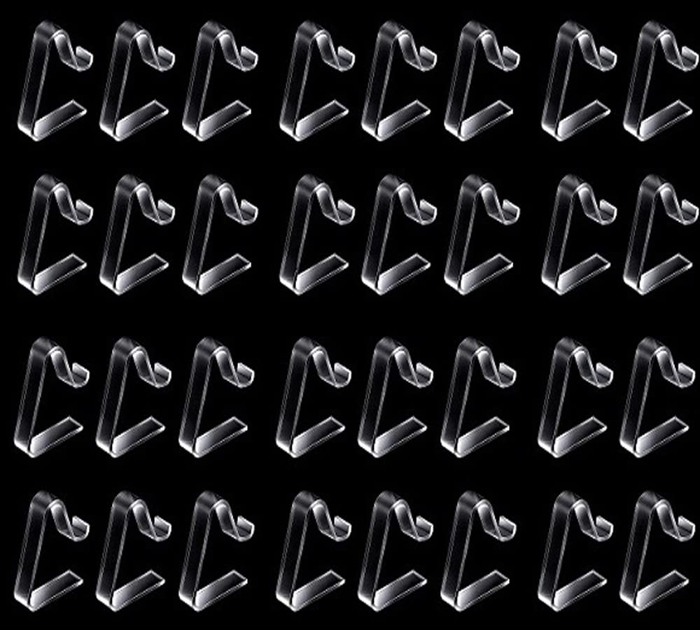 Liyic 32 Transparent Reusable Tablecloth Clips 2 in 1 Plastic Tablecloth Fastener Clips for Indoor Party and Outdoor Picnic Tablecloth Holder (Large 20pcs + Small 12pcs)