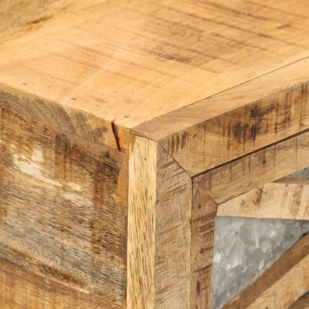 vidaXL Mango Mesa Entrada Consola Recibidor Madera Acero Galvanizado Mesita Auxiliar 3 Cajones Pasillo Vestíbulo Comedor Teléfono Llaves Mueble Bufé