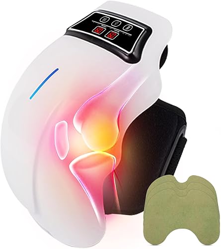 Masajeador de rodilla para dolor de rodilla con calor y vibración infrarrojos, inalámbrico, recargable, pantalla LED transparente, fácil de usar,