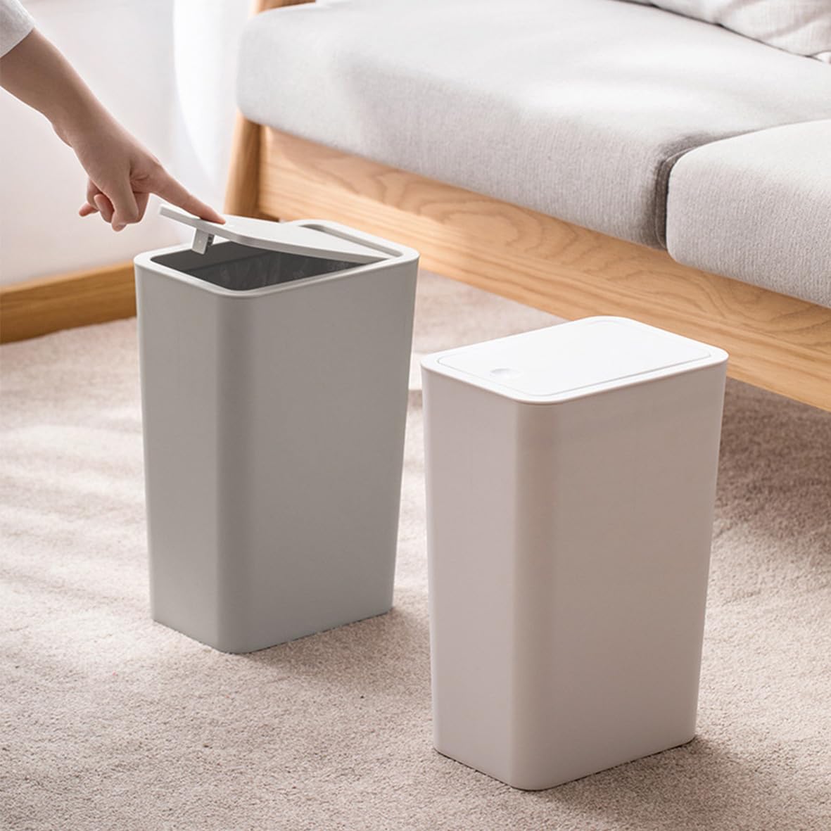 Pattumiera da 10 litri con coperchio pop-up. Piccolo cestino con coperchio, cestino per la spazzatura per cucina, camera da letto, ufficio, bagno, 3 pezzi