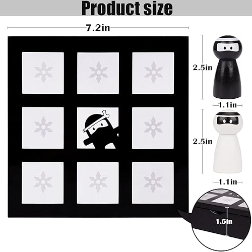 Miniatura 5 de Juego de madera Tic Tac Toe para niños y juegos de mesa familiares incluye 10 bonitas piezas de juego decoración de mesa de café divertido juego de