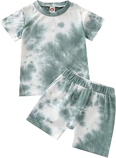 Toddler Baby Boys Outfits Tie Dye T-Shirt and Shorts Suit 2Pcs Summer Clothes Set