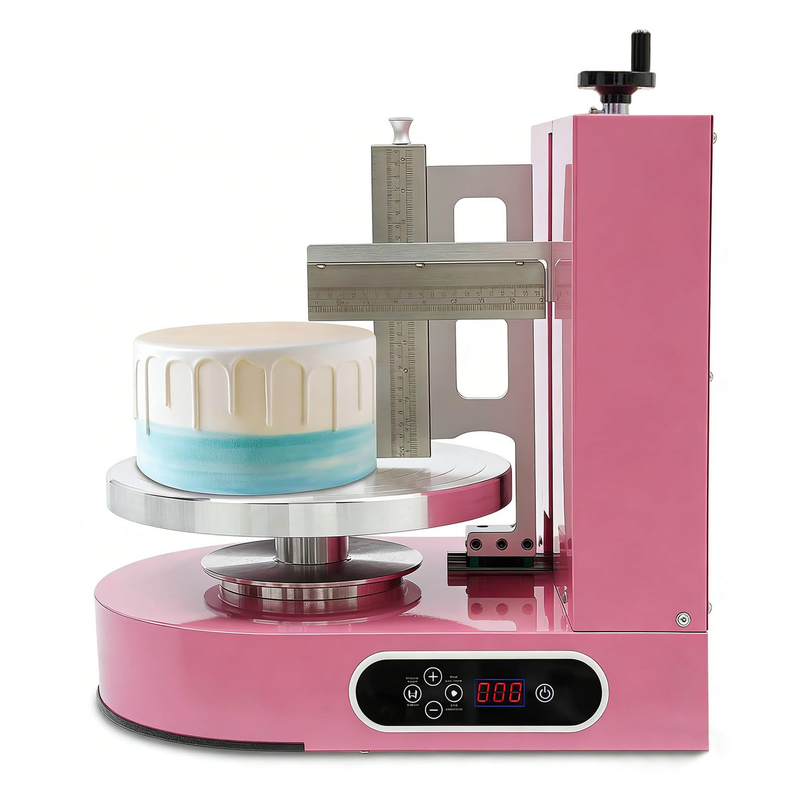 Machine à Glaçage Automatique pour Gâteaux – Plateforme Tournante 36 cm avec Deux Raclettes Inox, Adaptée aux Gâteaux de 4-12in, Vitesse 60-320 tr/min – Parfaite pour Pâtisseries & Décoration Pink