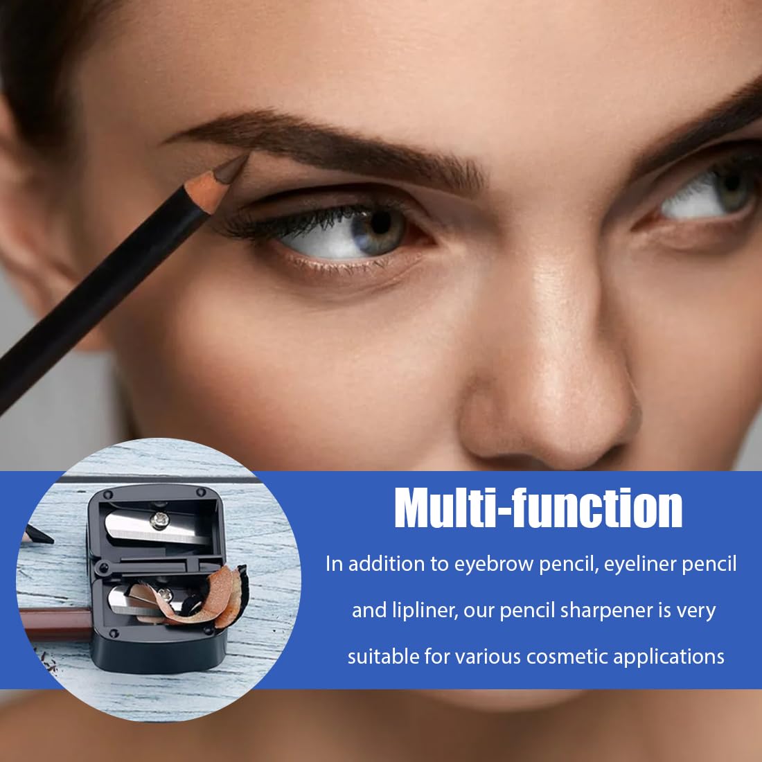 NHQZ 2 Pezzi Temperino matita occhi, Temperamatite di Bellezza, Temperamatite con serbatoio, Temperamatite trucco, Temperino matita labbra, Nero
