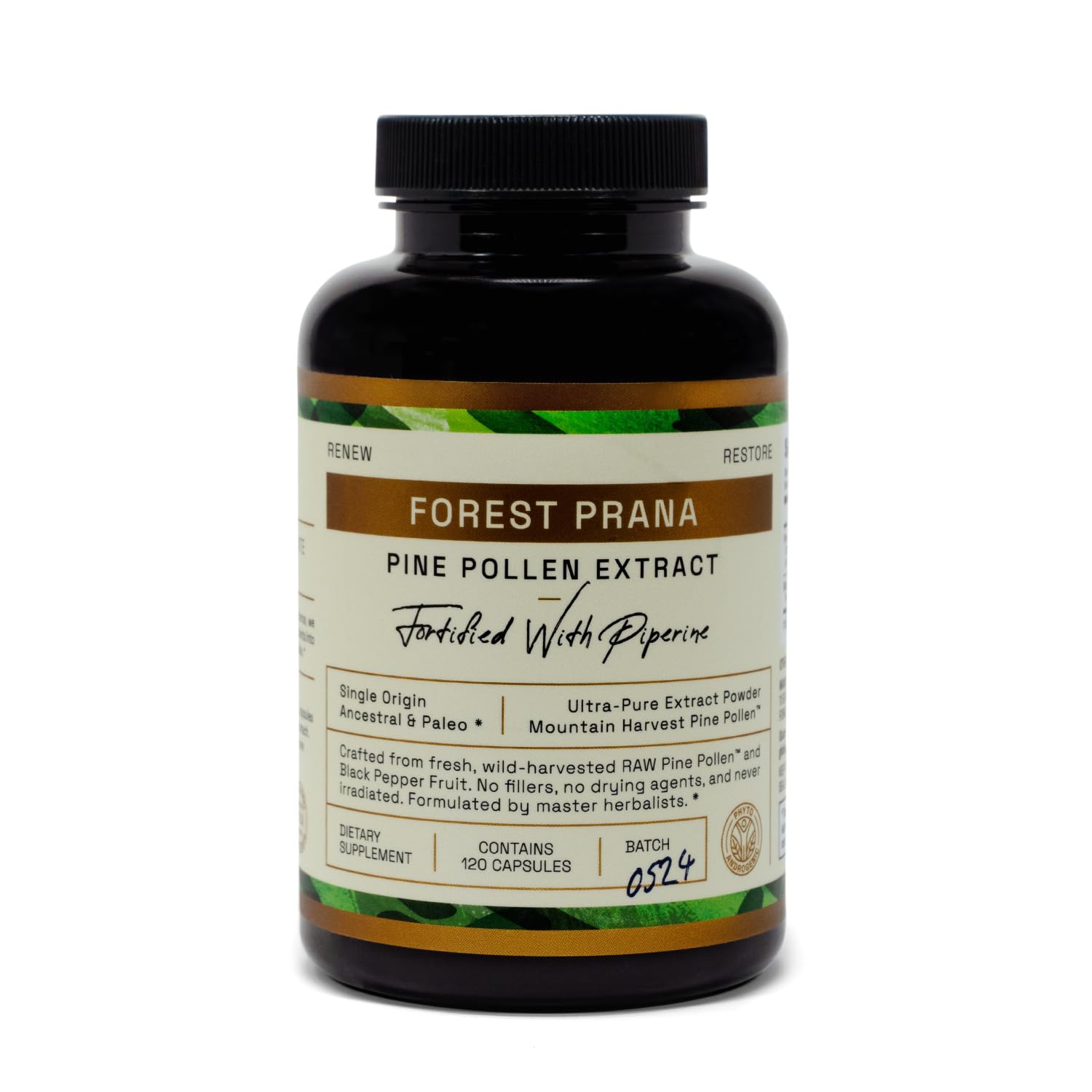 Forest Prana Pine Pollen Extract Capsules – Mountain Harvest Pine Pollen – 120 Count Bottle