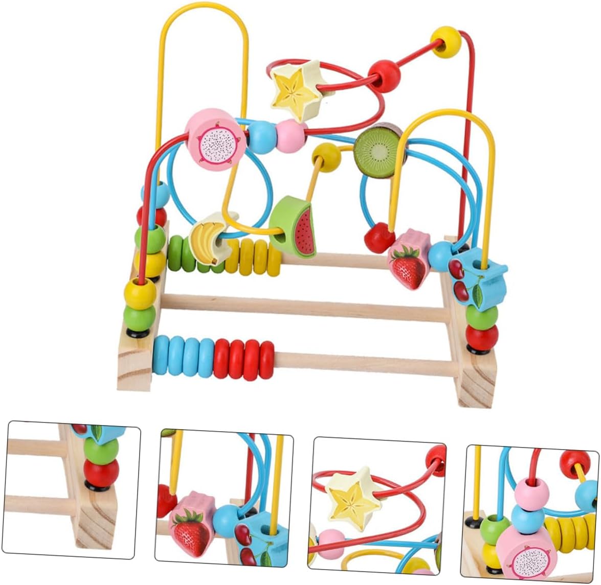 Beaupretty Wooden Fruit Bead Maze for Years Montessori Educational Plaything with Bright Colors and Smooth Finish Early Learning Fine Motor Skills Development Random Color