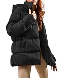 Women's Winter Puffer Jacket Oversized Zip Up Long Quilted Coats Lightweight Stand Collar Padded Jackets with Hood
