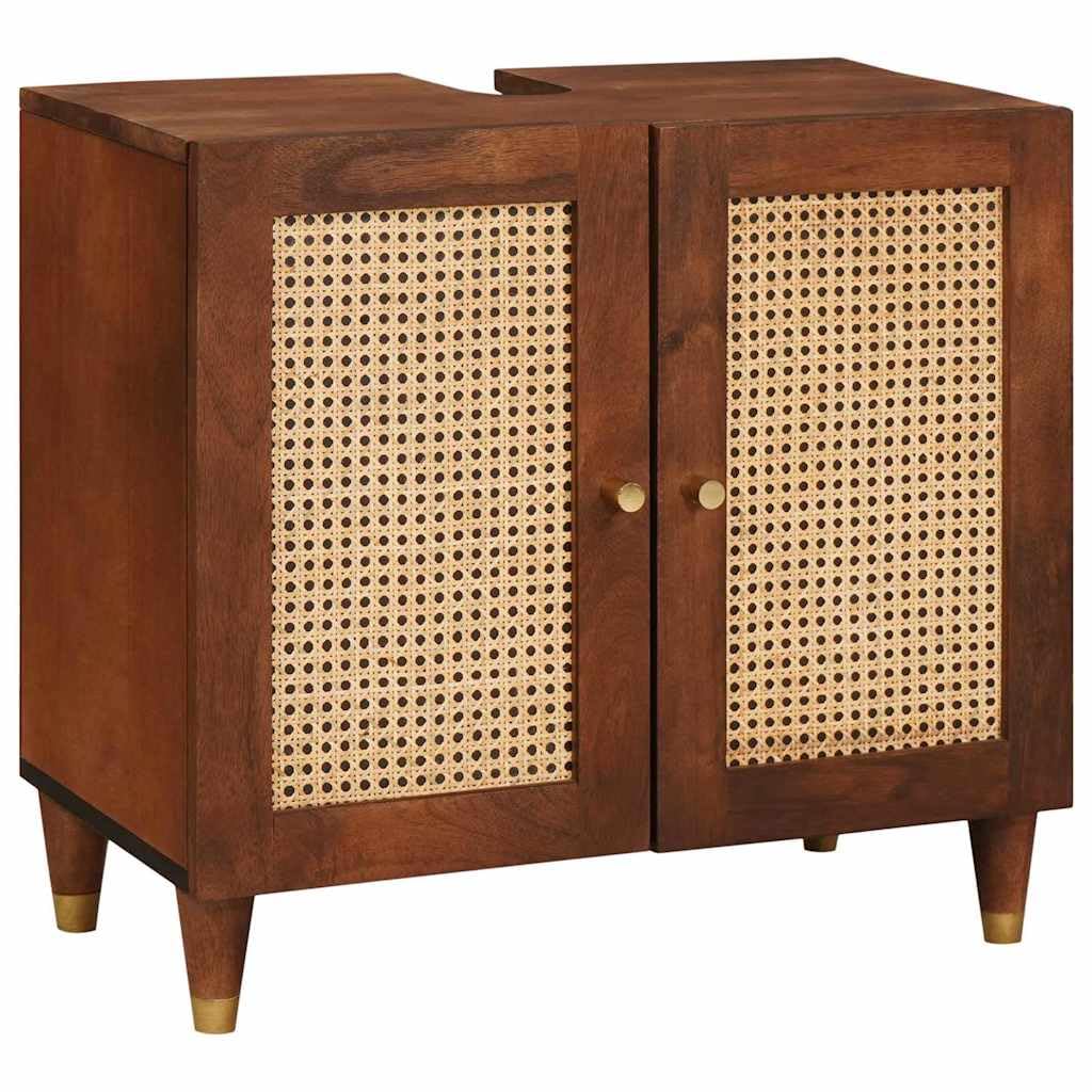 Szafka łazienkowa z półką z drzwiami brązowa 62 x 33 x 58 cm, wytrzymały organizer łazienkowy z dużym schowkiem, łatwy montaż i nowoczesne wzornictwo do wnętrz,