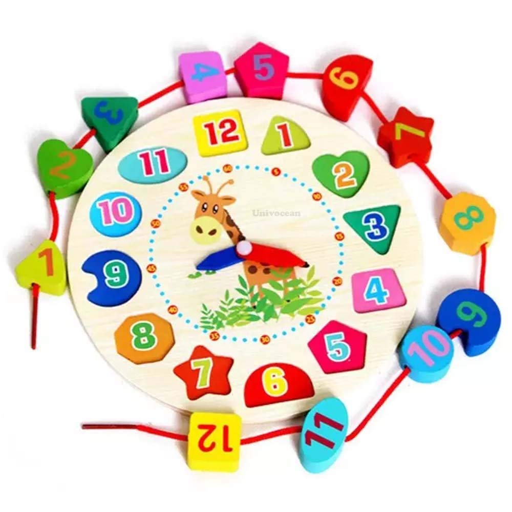 Univocean Wooden Montessori Analog Clock for Kids, Preschool Number Teaching Educational Learning Clock Toy - Multi Color (B08Y1H8L21) Amazon Price History, Amazon Price Tracker