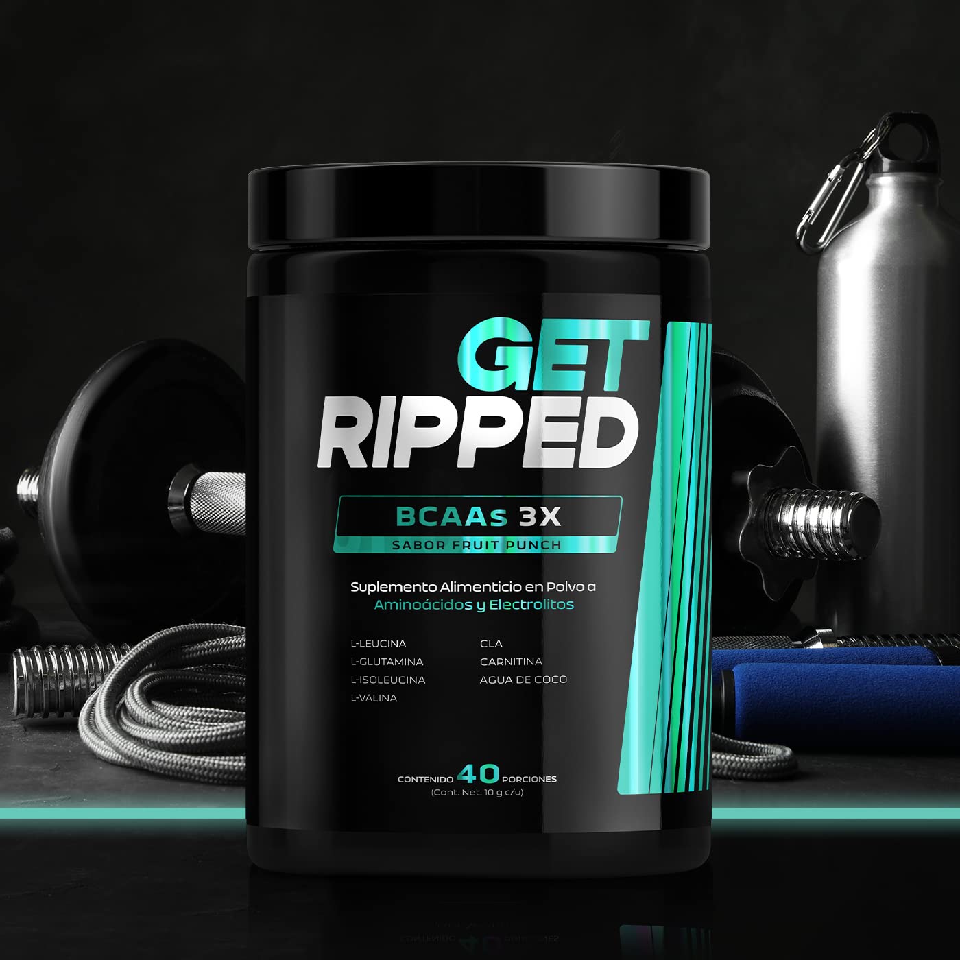 Aminocidos BCAAs de 40 Servicios. Carnitina, CLA, Glutamina y  Electrolitos. BCAA 3X (Fruit Punch) Get Ripped. : Amazon.com.mx: Salud y  Cuidado Personal