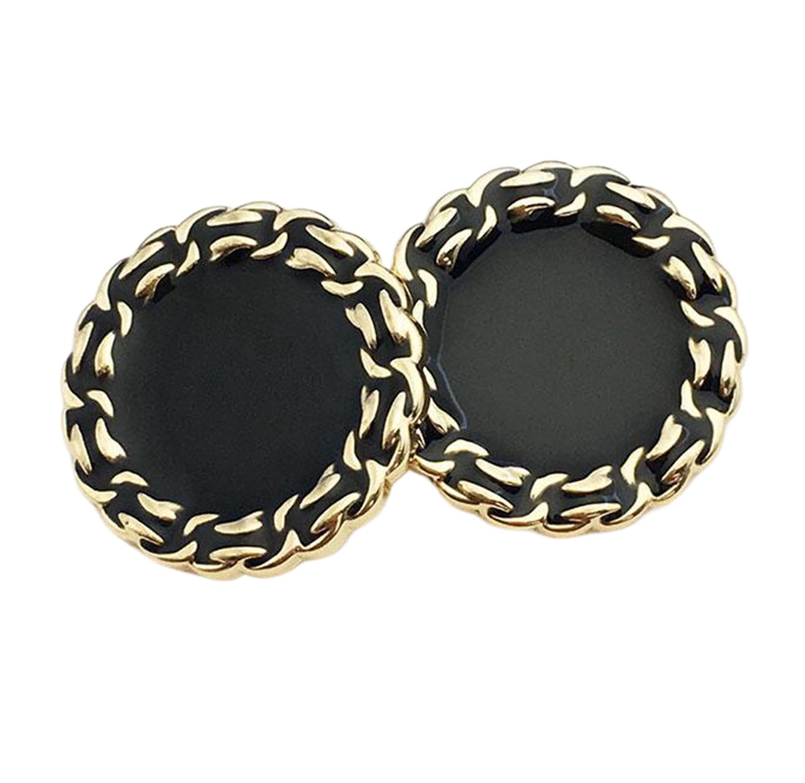 Buttons Chain Metal Men's and Women's Coat Buttons, Gold and Black, 17.5mm (6 Pieces)