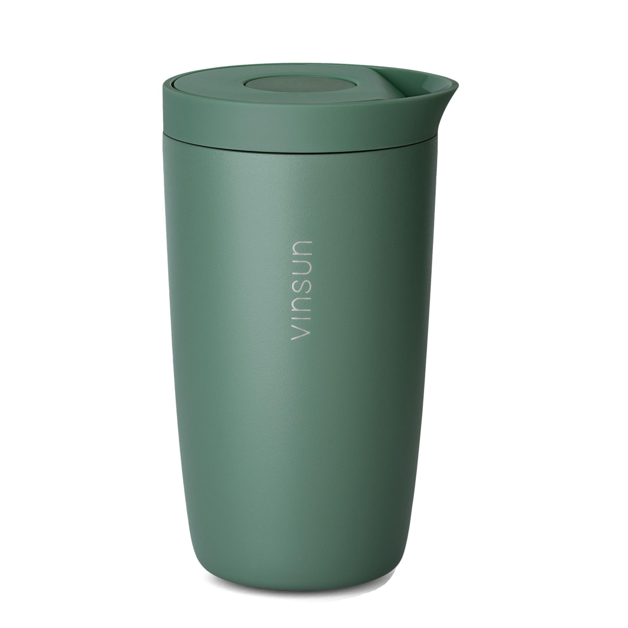 VINSUN Thermobecher 350ml mit Quick Press Verschluss Deckel - Kaffee Becher to go, auslaufsicher, doppelwandig isoliert - Edelstahlbecher für Heiß und Kaltgetränke