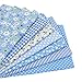 Set di tessuti, 100% cotone per trapuntare, per progetti di cucito fai-da-te, lenzuola per bambini, borse, bambole di pezza, 49 x 49 cm, 7 pezzi Blu