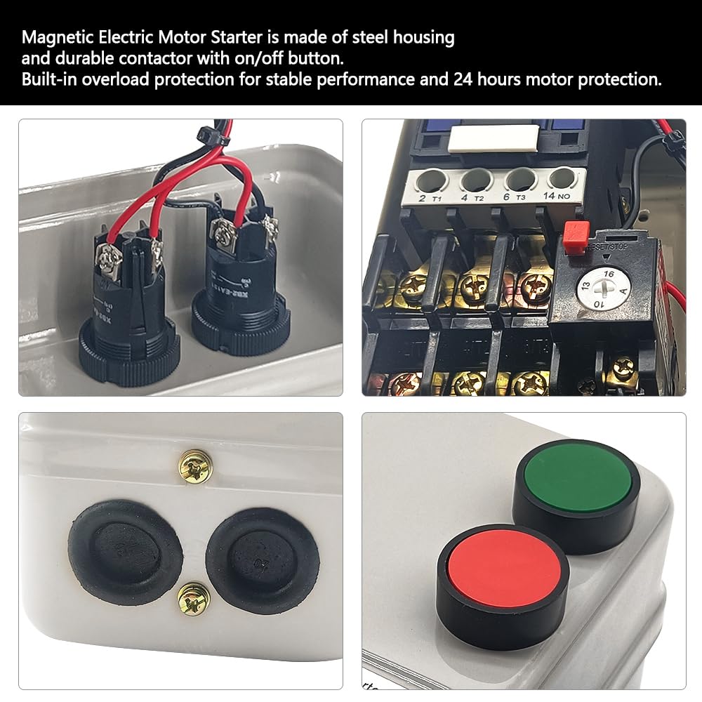 Arrancador magnético de motor eléctrico de 220 V, 4 kW, 5,5 HP, interruptor magnético trifásico o monofásico, apto para compresor de aire, interruptor de motor eléctrico