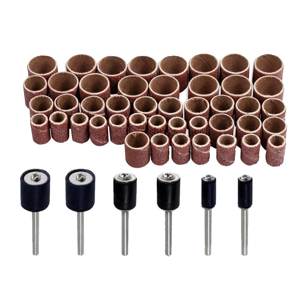 51pcs Abrasive Accessories Sander Band Drum Sanding Kit Rotary Tools Shank Metal Polishing Mandrels 120 Grit Groove DUO ER