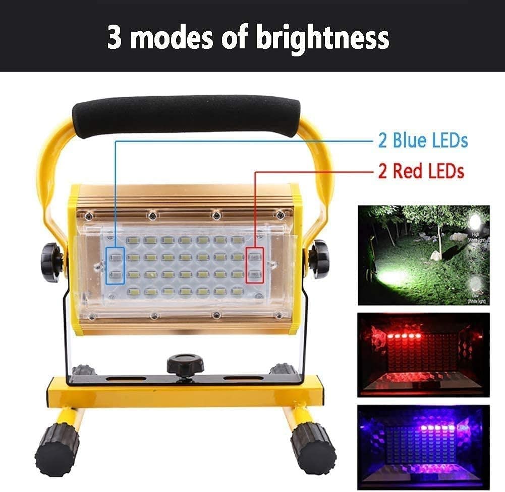 Faro da Lavoro 100W Faro da Lavoro Portatile a LED Proiettori Ricaricabili 100 LED, per Campeggio all'aperto Escursionismo Riparazione Auto di Emergenza Illuminazione da Cantiere