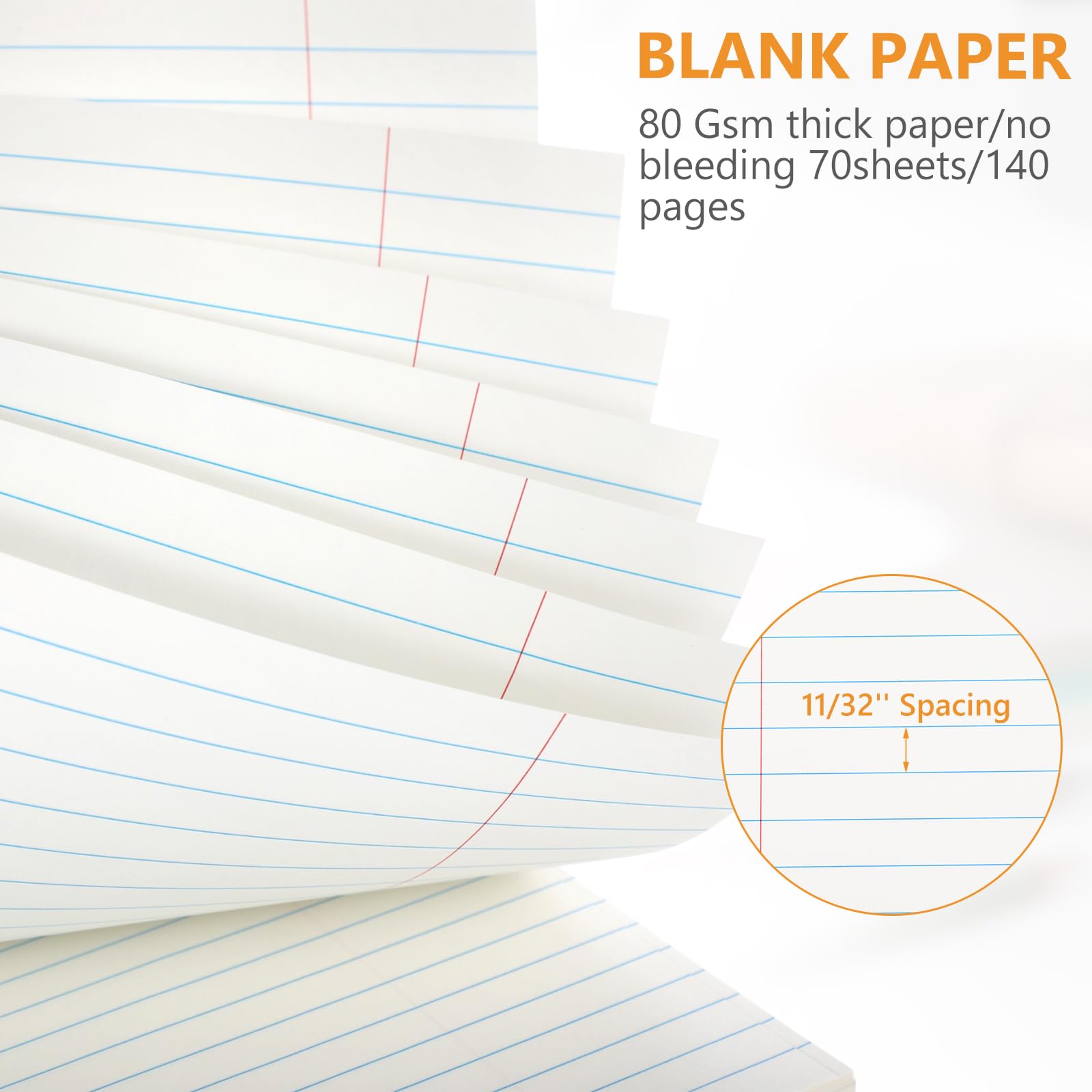 Resurhang Lot de 6 cahiers Steno de bureau à reliure supérieure de 21,6 x 27,9 cm, larges lignes, double face, papier blanc fiable, 70 feuilles/bloc de couleurs pastel pour écrire des notes scolaires