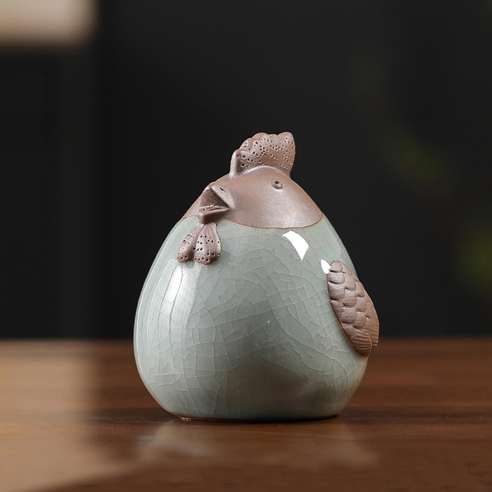 YUZDNM Ceramic animal figurines, Chinese zodiac animal sculptures, symbolizing success and wealth, a lucky gift(#b)