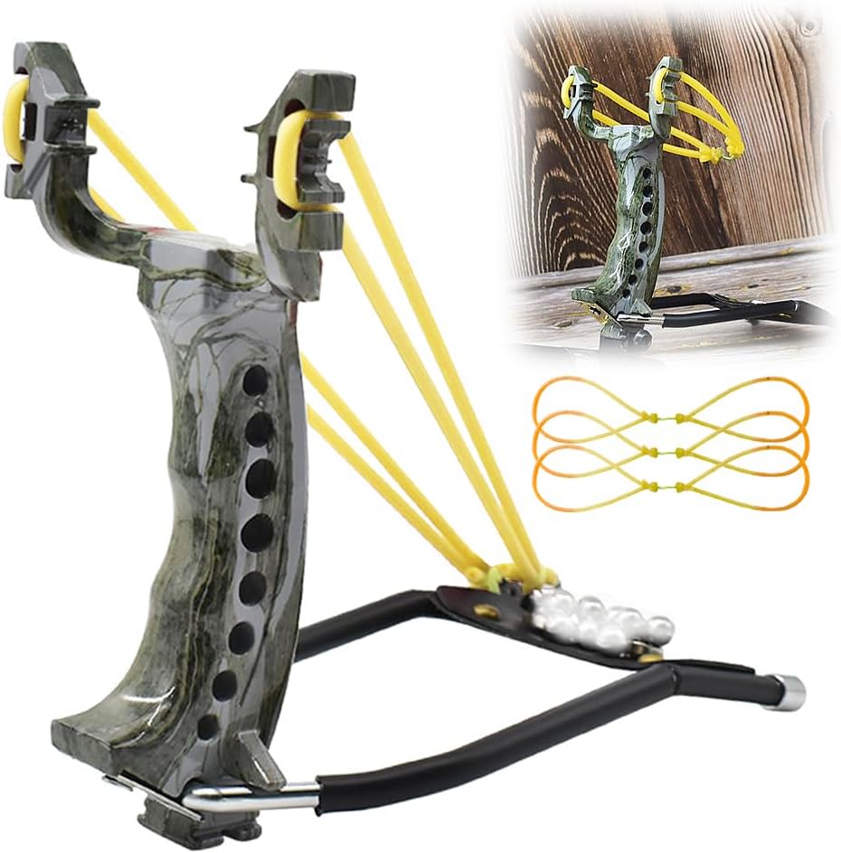 Wrist Rocket Slingshots for Adults, Hunting Slinghsot with 3 Sling Shot Bands, Metal Slingshot Catapult for Shooting Practice and Recreation, Heavy Duty Sling Shots for Fishing