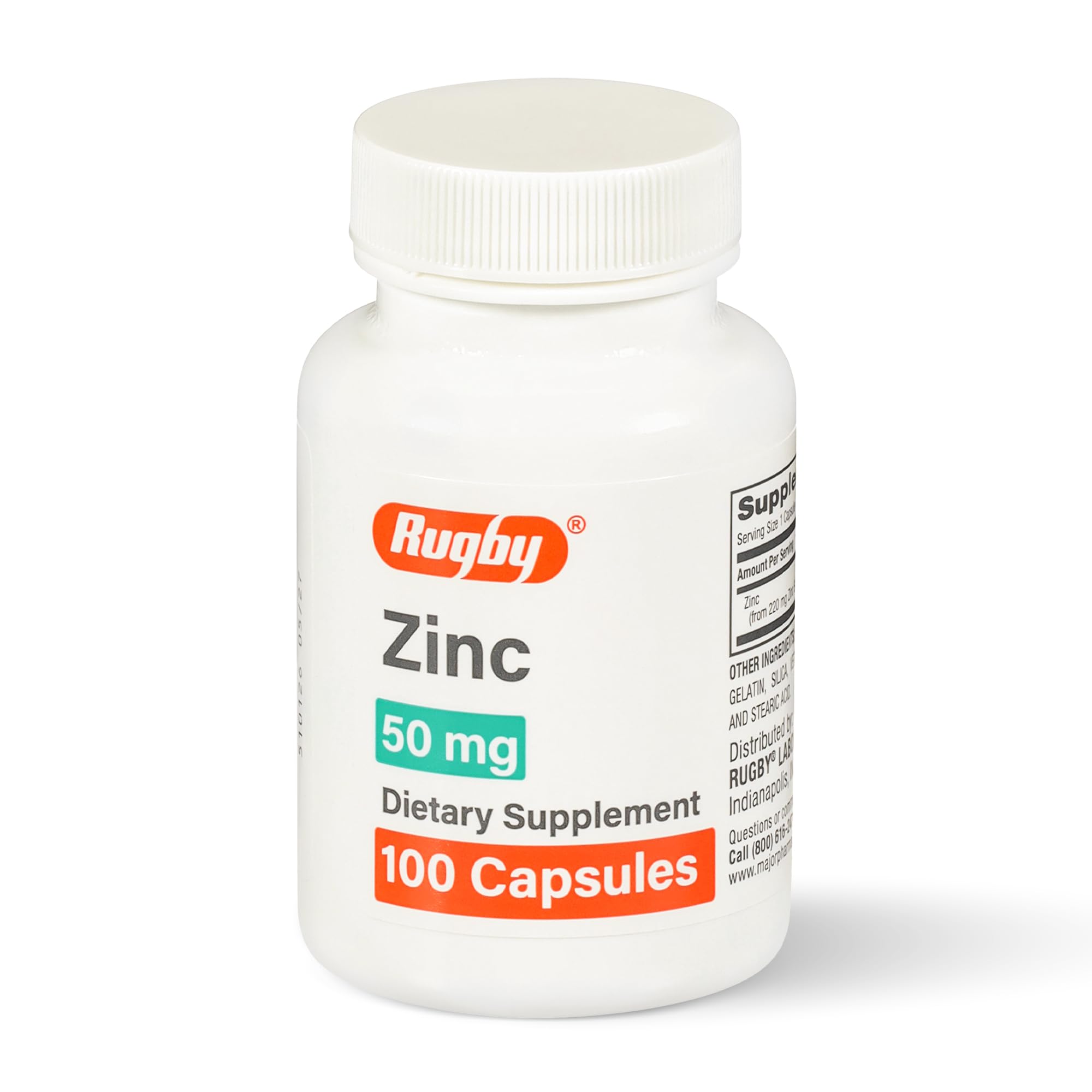 Rugby Zinc 50mg - Gluten-Free Daily Dietary Supplement for Immune Support, 100 Count