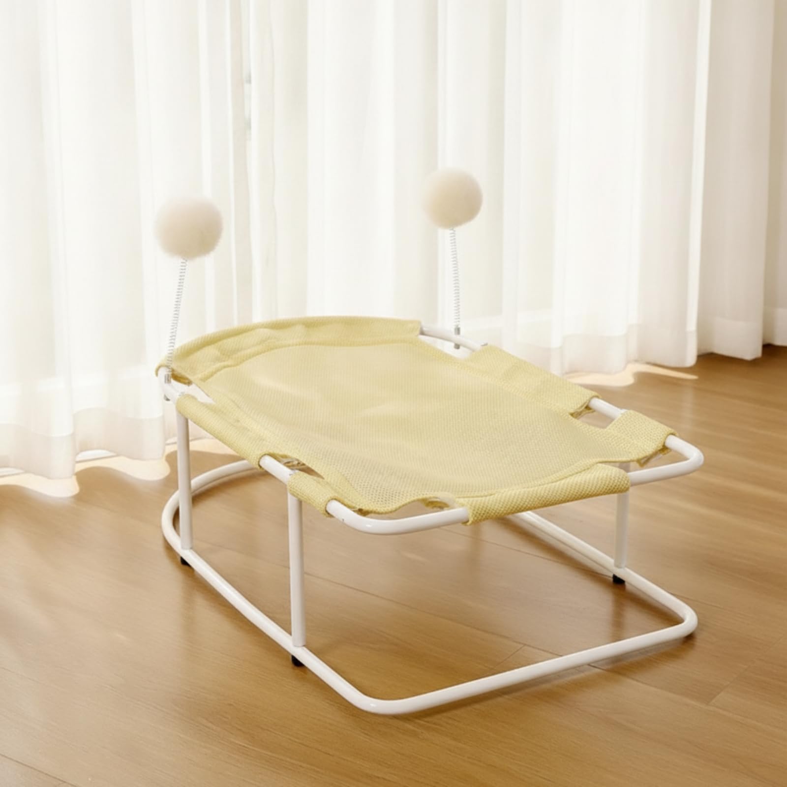 Qianly Cuccia Rialzata per Gatti Robusto, Letto Rialzato Per Animali, Struttura In Ferro, Modello Maggiorato Con Rivestimento In Sisal, Dimensioni 61 × 43 × 21 Cm, Beige Con Rivestimento In Sisal