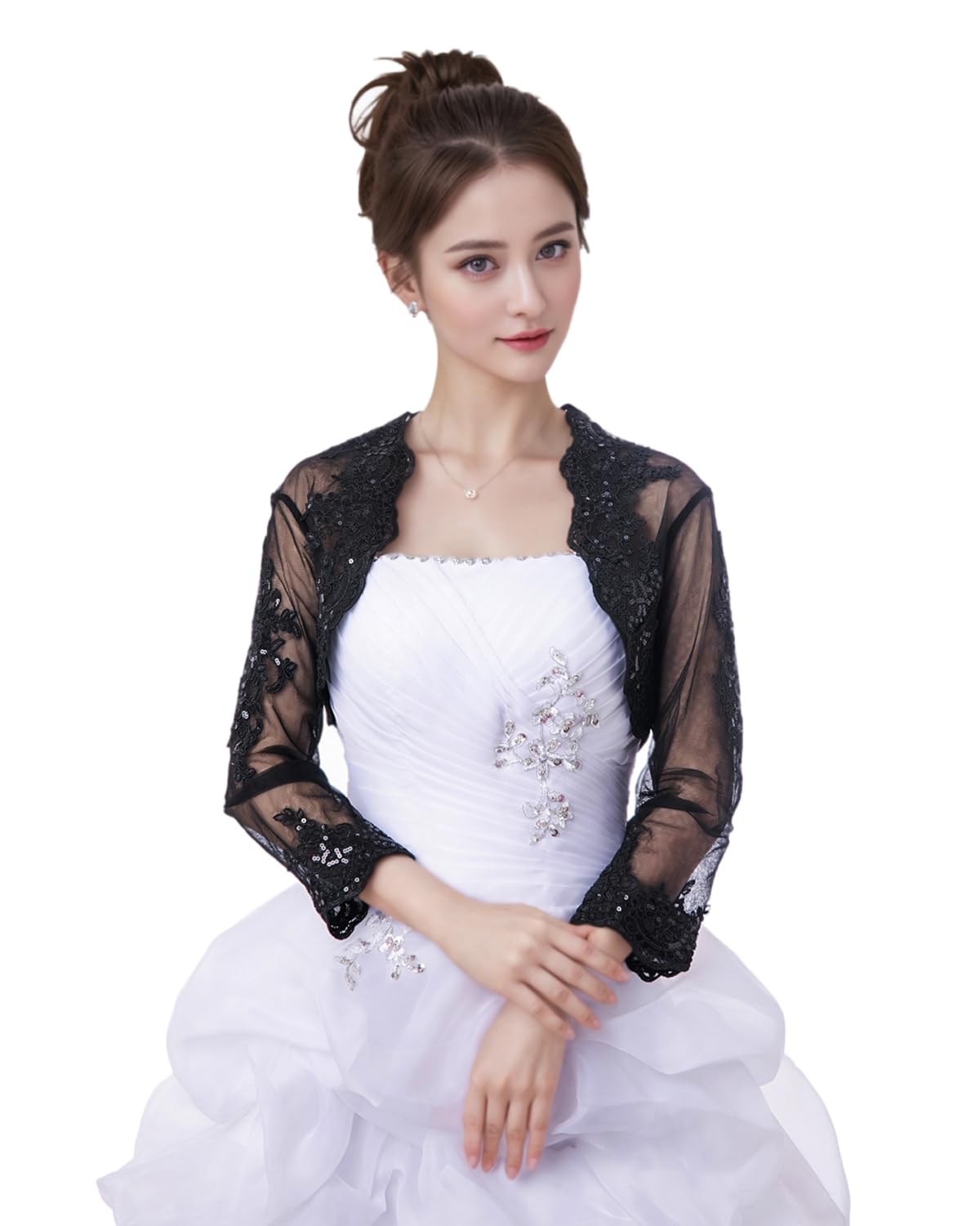 Womens Wedding Top Lace Jacket for Bride Lace Bolero Jacket Long Sleeve