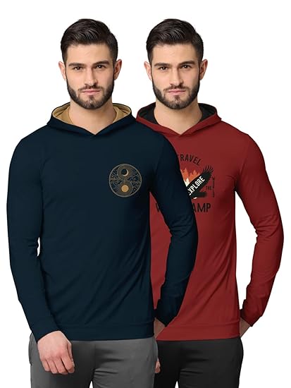Trendy Front & Back Printed Fullsleeve Hooded Sweatshirt for Men -Combo Pack of 2