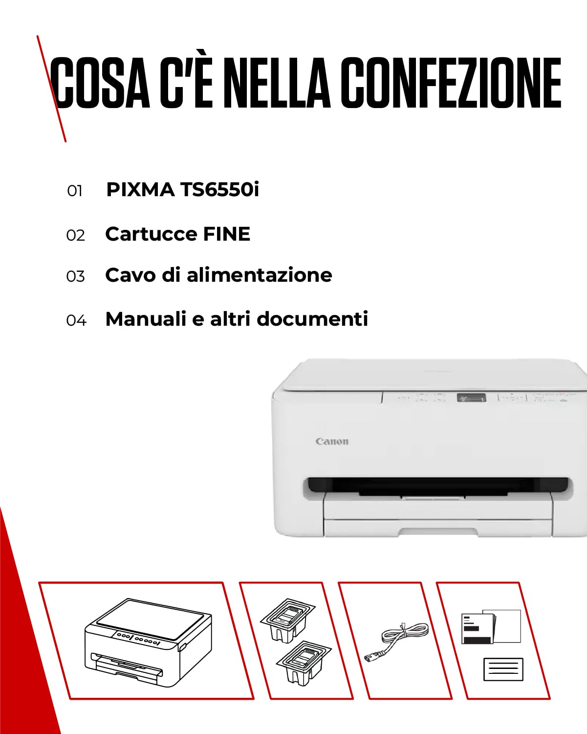 Canon PIXMA TS6550I Stampante Multifunzione Wi-Fi Display OLED 1,42” Wireless Stampa Smartphone PIXMA Print Plan