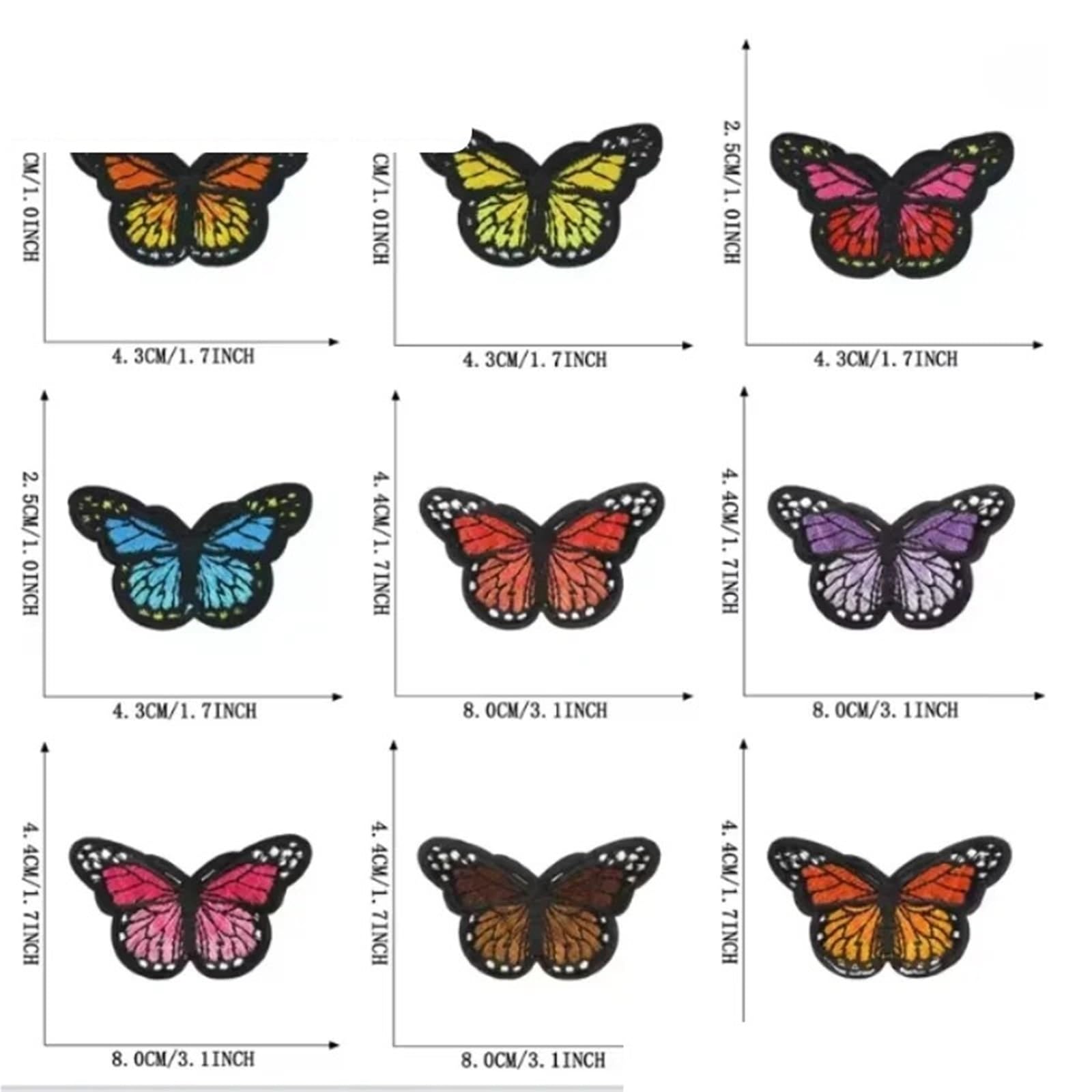 Parches de mariposa Parches de mariposas mezclados al azar | Plancha de bordado for ropa de sombrero(Random Mixed 30PCS)