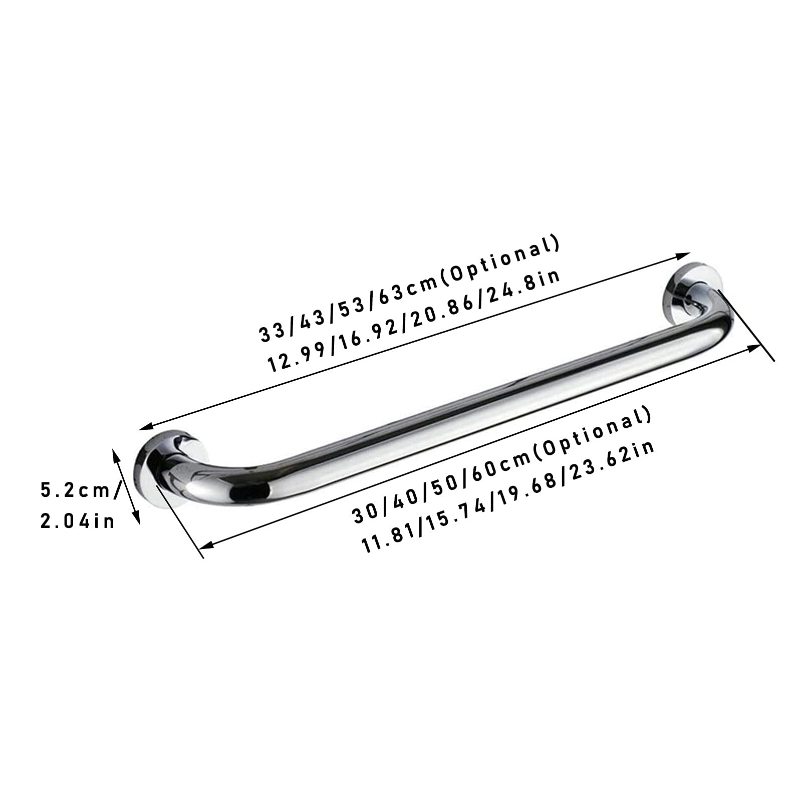 Maniglioni di Sostegno per Bagno, Maniglia Antiscivolo per Anziani e disabili, corrimano di Sicurezza con Specchio Luminoso e Barra Antiscivolo (50 cm)