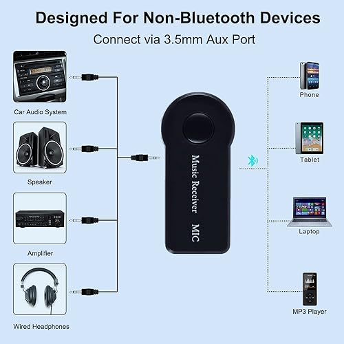 Miniatura 10 de Adaptador receptor transmisor Bluetooth 5.0, transmisor de audio inalámbrico portátil de 0.138 in, dongle para TVPCauricularesestéreo de cochecine