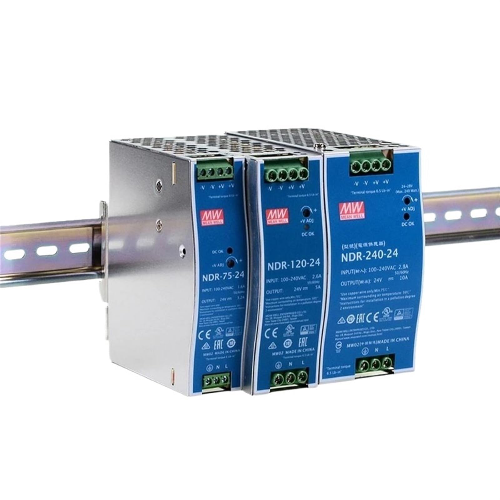 2RD58I8PM Rail Mounted Switch Power Supply NDR-75 120 150 240W-12 24 48V Output Industrial DIN(24V,NDR-240)
