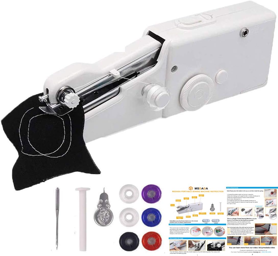 Mini Handheld Sewing Machine with Magnifying Glass, Portable Electric Stitch Machine Household Tool for for Fabric, Crafts,Clothing, Home Travel Use (Battery Not Included)