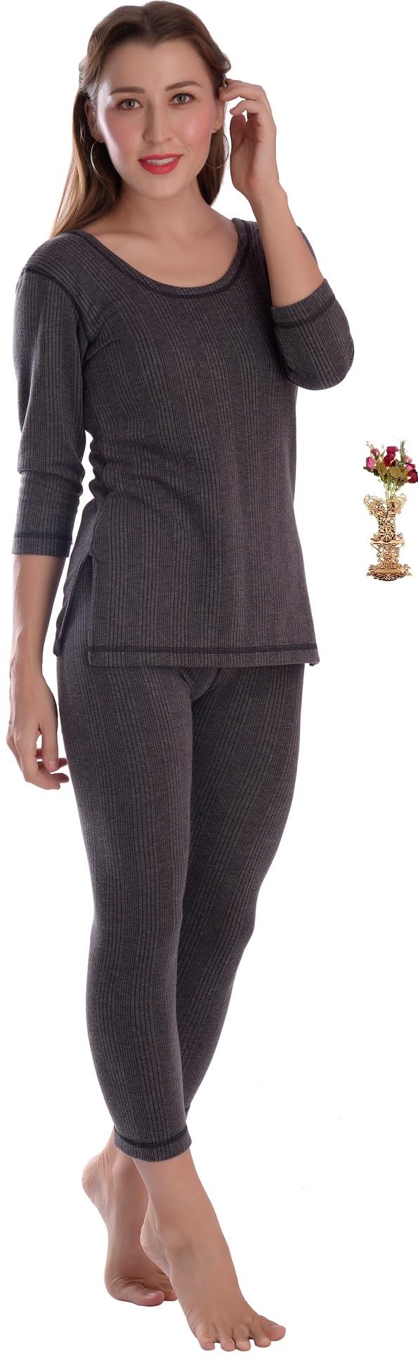Womens Thermal Body Warmer Set | Full Sleeve Top & Bottom Set for Women | Ultra Soft Winter Inner Wear (Set of 1)